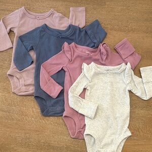 Carter’s 3M Set of 4 Ribbed Long Sleeve Baby Onesies
